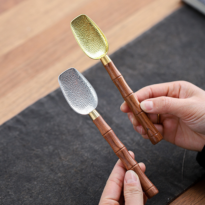 Ebony Alloy Tea Spoon Tea Shovel Teaspoon Kung Fu Tea Set Tea Ceremony Six Gentlemen Spare Tea Tools Tea Spoon