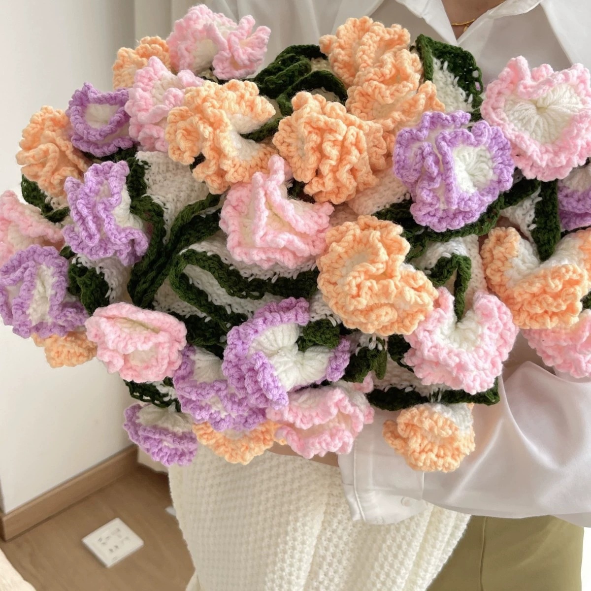 Rose Bouquet Blanket Finished Eternal Flower Nap Blanket Handmade Material Valentine's Day Gift Simulated Woven Blanket