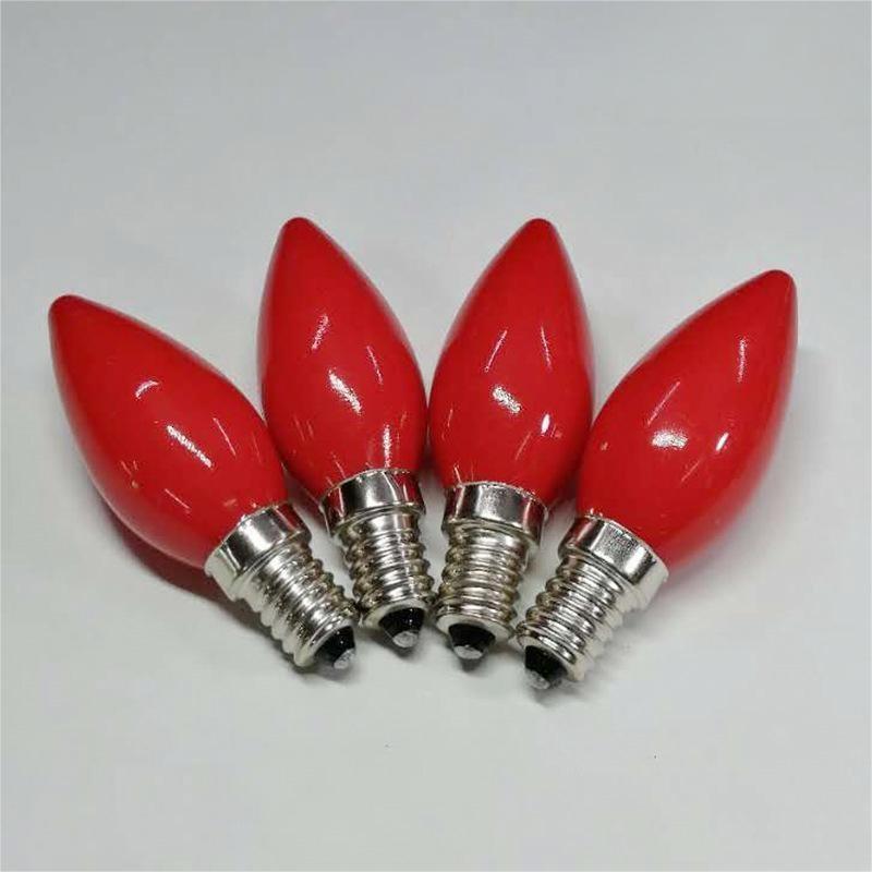 E12E14 screw pointed bubble LED Red God of Wealth Buddha worship desk candle Buddha lamp Lotus Long Ming Buddha bulb