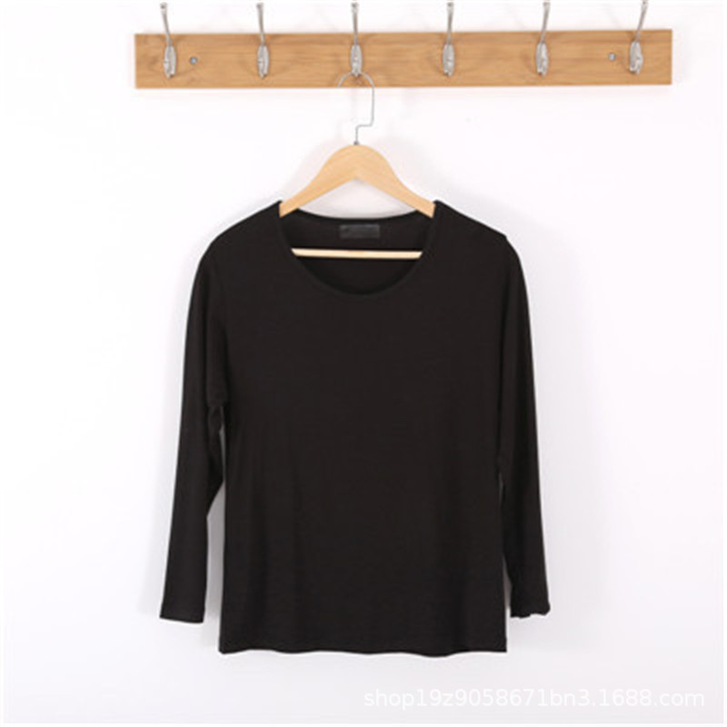 Modal Men's Spring, Autumn, and Summer Long-Sleeve Round Neck Thin Base Shirt for Middle-Aged and Elderly Dads 150kg Wearable Wholesale