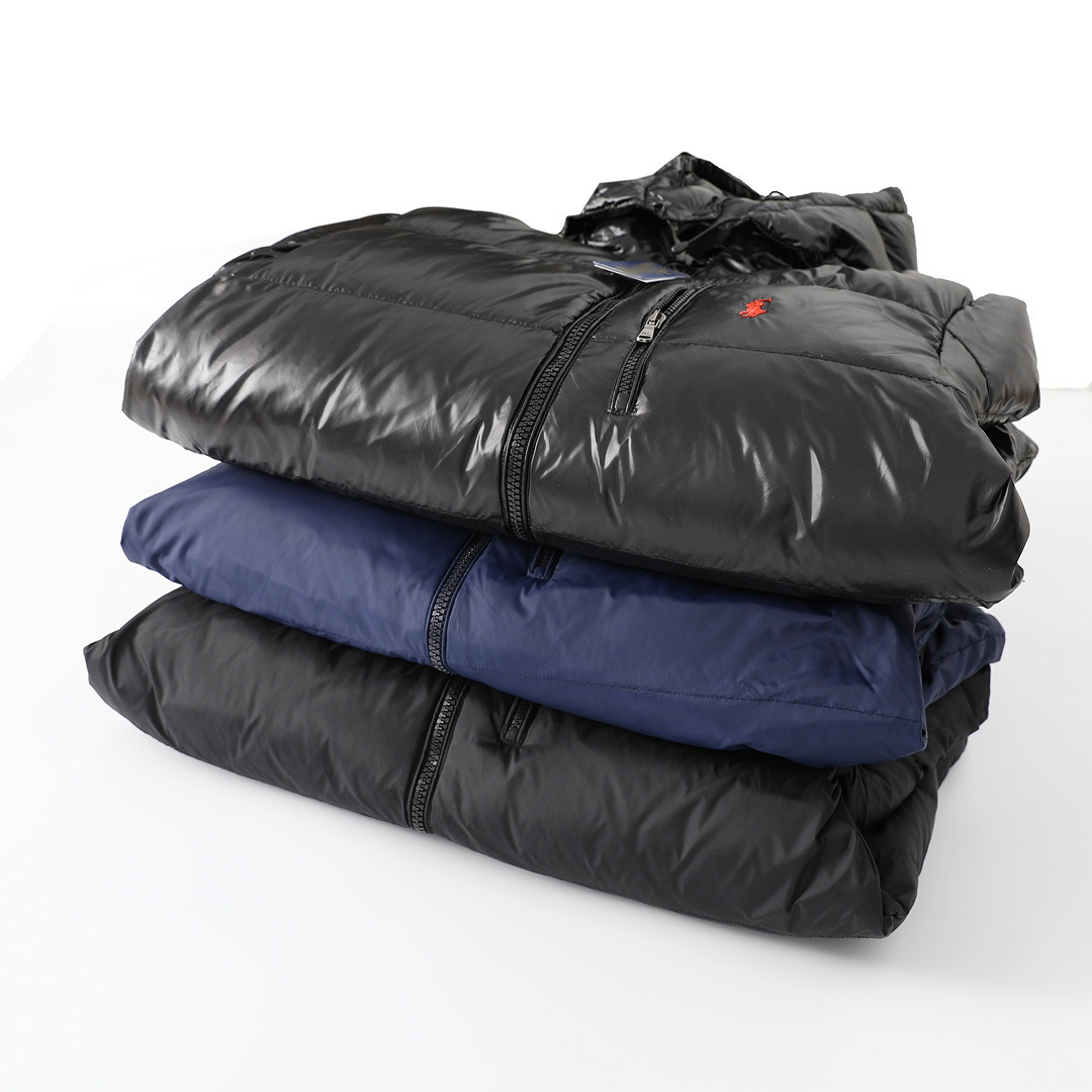 Rl War Horse Pony Embroidery Hooded Detachable Windproof and Water-Repellent Warm down Jacket for Men and Women Cross-Border