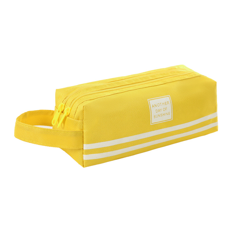 Double-Layer Oxford Cloth Pencil Bag K-Style Simple Large-Capacity Double-Pull Pencil Bag Primary School Student Satchel Zipper Satchel Stationery Bag