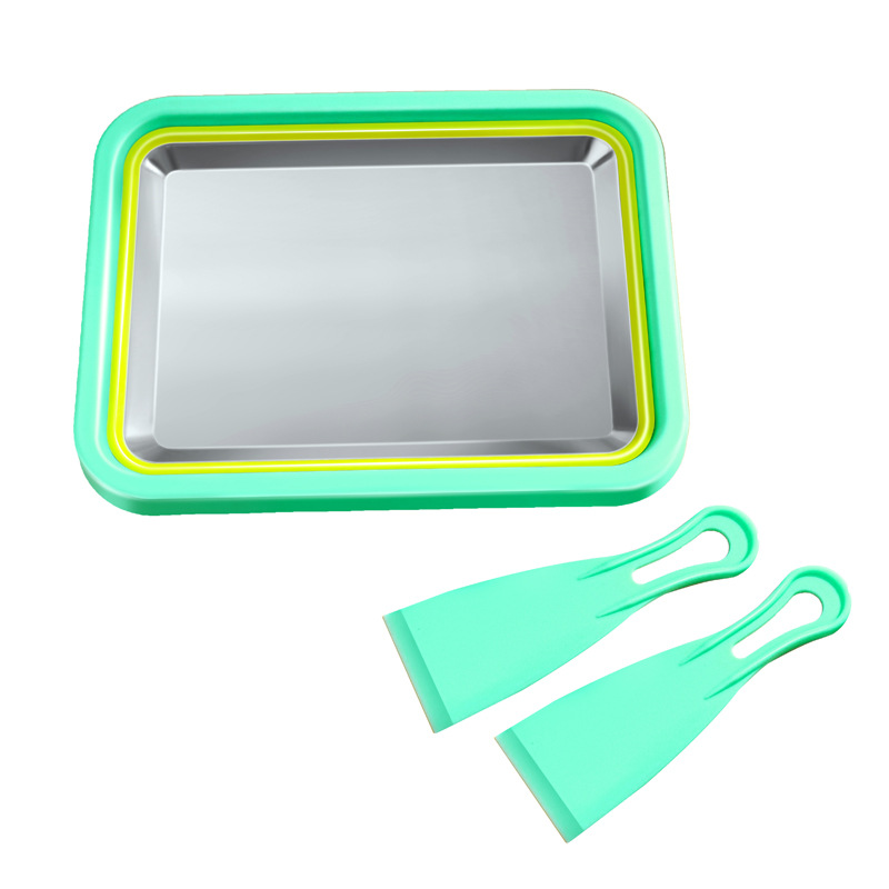 Household Fried Ice Machine Fried Sour Milk Machine Small Ice Cream Fruit Ice Cream Children's Stainless Steel Plug-in Free Fried Ice Plate