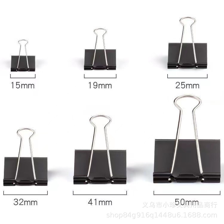 Черный длинный хвост зажим металлический зажим для документов 6 размеров