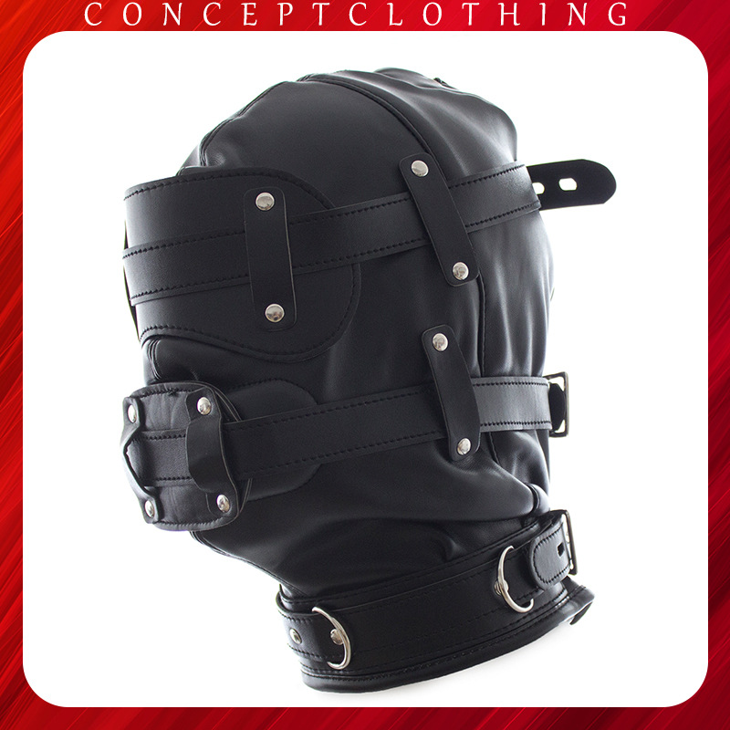 Factory Store Adult Sex Toy Black Leather Headgear Couple Alternative Tone Dirty Plug Dual-purpose Props