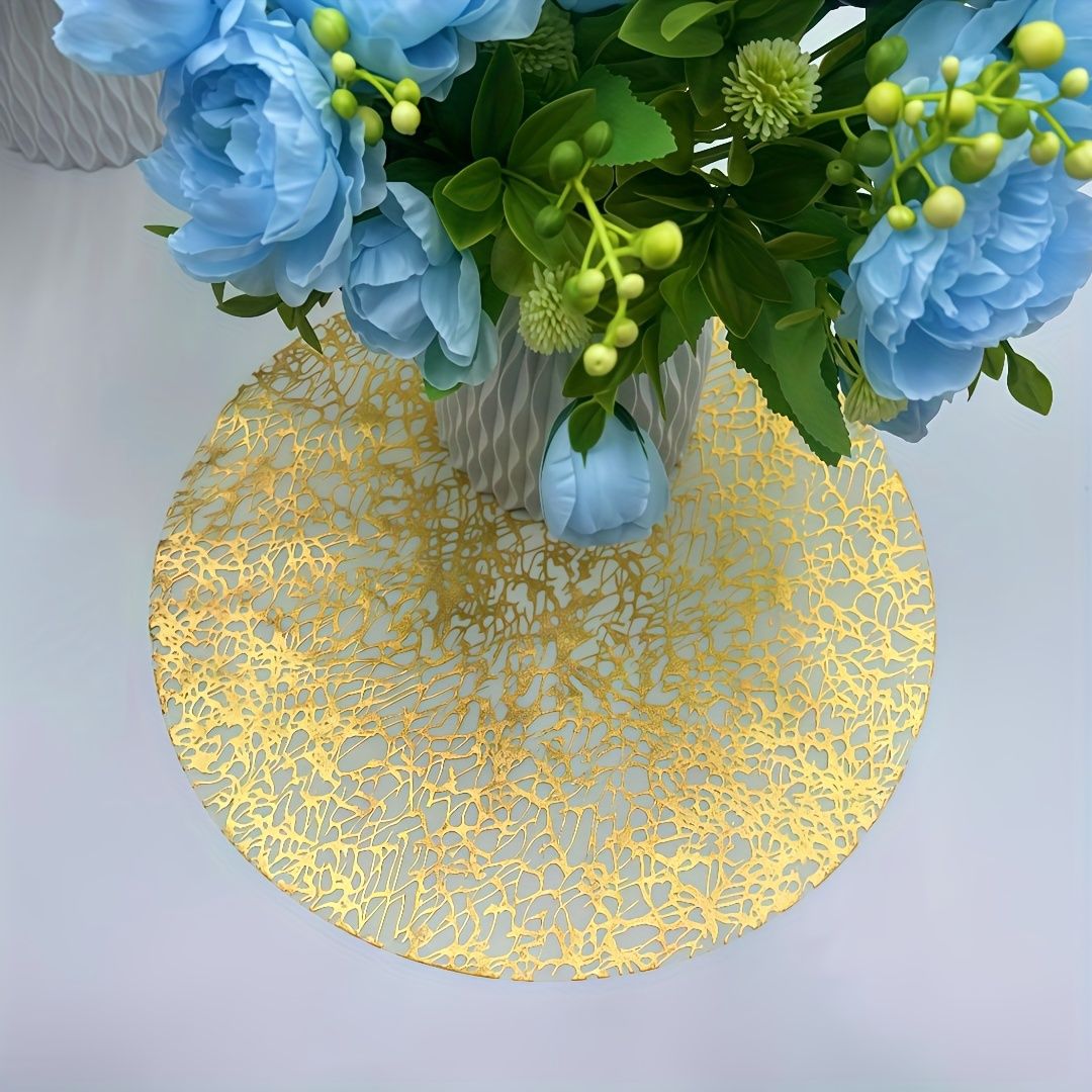 New Golden Random Pattern Hot Stamping, Gold Foil Placemat, Disposable Round Design, Suitable for Birthday Party Day Festival