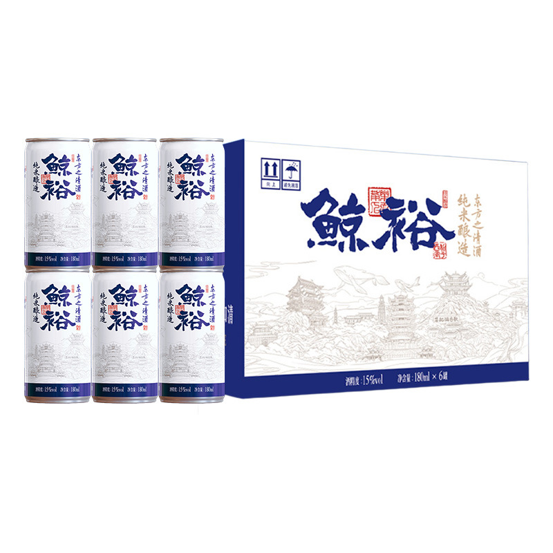 Jingyu Domestic Sake 180ml*6 Cans 15 Degrees Pure Grain Brewed Low-Alcohol Domestic Sake Ration Refreshing Gift