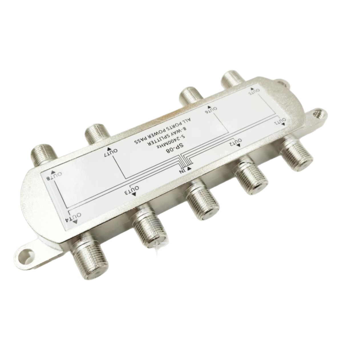 Factory Direct Supply Power Divider 5~2400Mhz Signal 1/8 Splitter with F Connector Imperial System, Bulk Purchase Discount