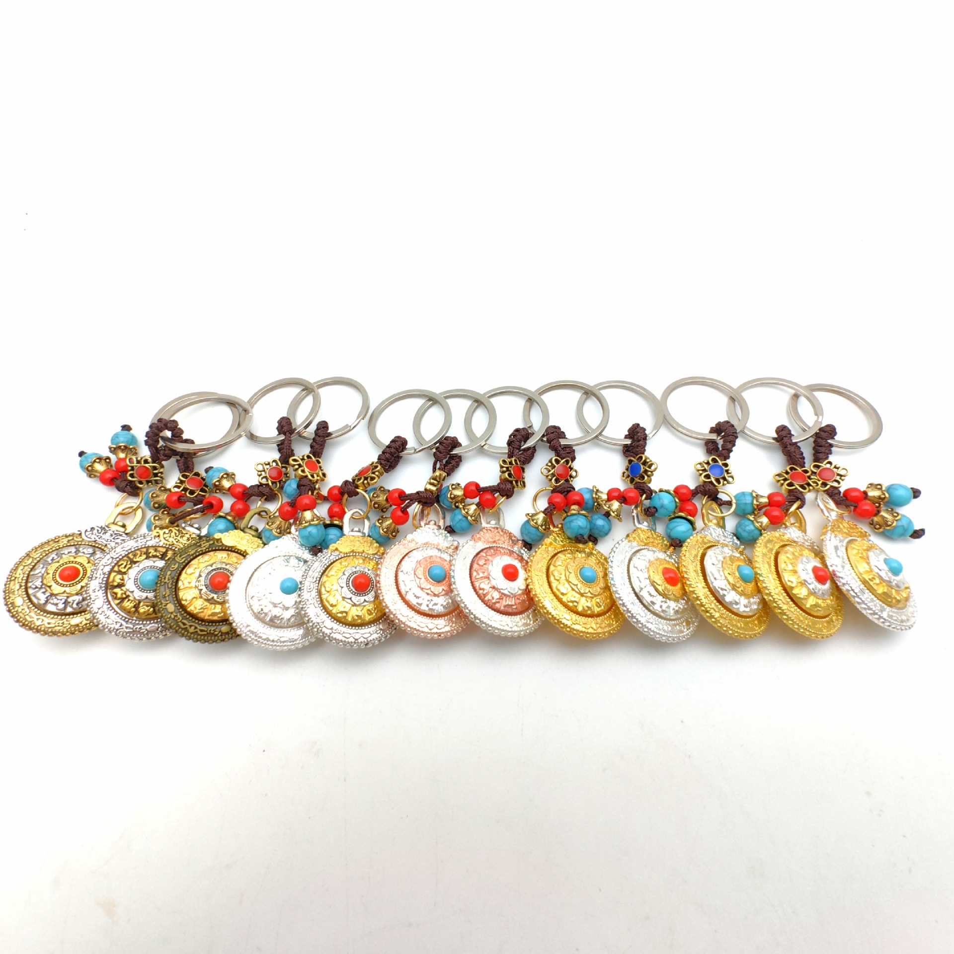 Xizang-Style Nine-Square Bagua Twelve Zodiac Double-Sided Rotatable Ethnic Style Ancient Burnt Blue Pendant Bag Hanging Accessory