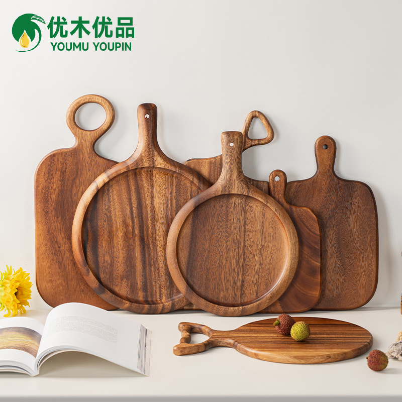 Деревянная тарелка для ужина, доска для пиццы и хлеба, квадратный деревянный поднос, доска для стейка, тарелка для торта