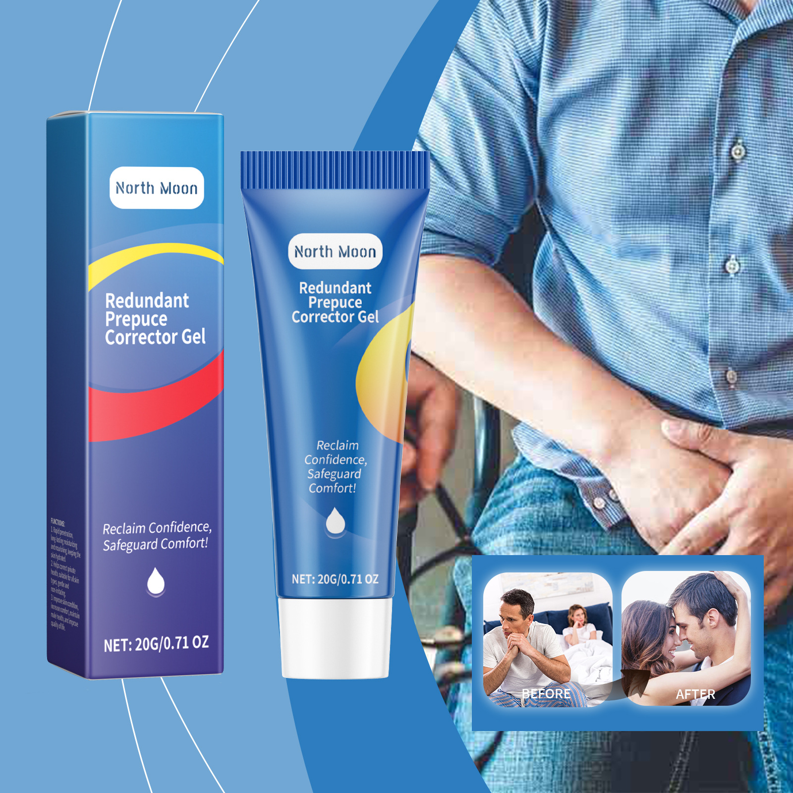 Гель для восстановления NORTH MOON для мужчин с травяными ингредиентами, нежный успокаивающий, увлажняющий уход