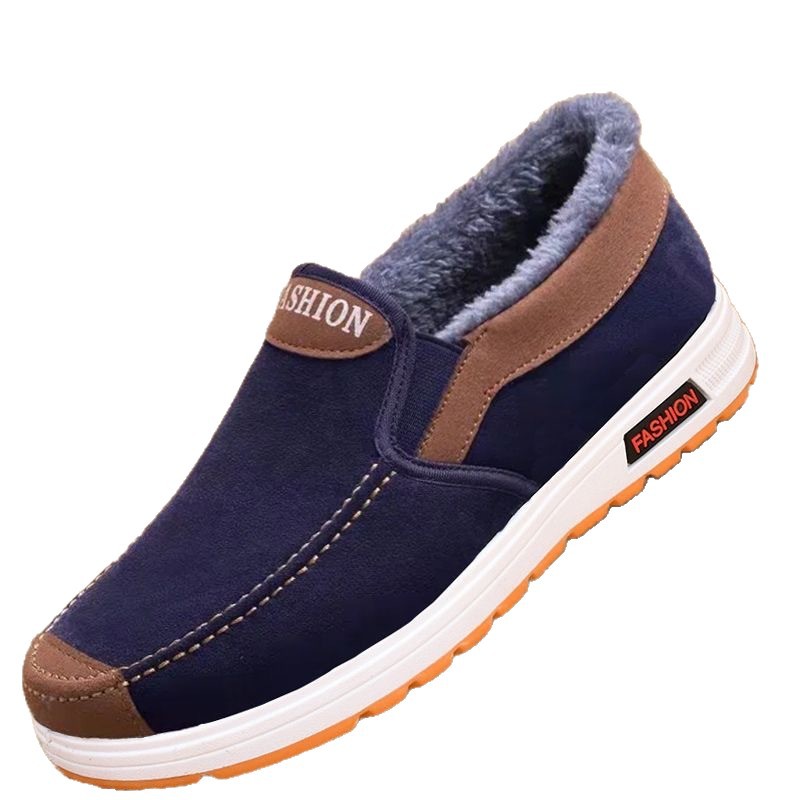 2025 Old Beijing Cloth Shoes High-Top Thickened Fleece Casual Cotton Shoes for Middle-Aged and Elderly, Warm, Comfortable, Versatile Men's Shoes