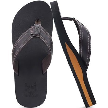 Popular Foreign Trade Amazon Cross-Border Men's Leather Beach Flip-Flops High Arch Factory Direct Sales