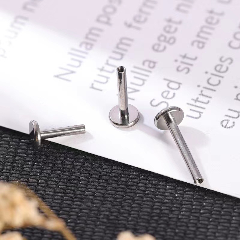 Factory titanium steel diy earring internal tooth replacement rod 1.2 rod lip nail rod ear bone nail flat bottom rod base puncture accessories