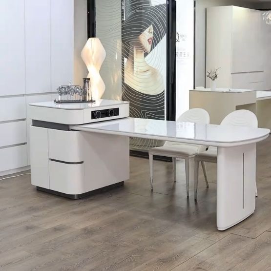 Island Dining Table Integrated Modern Retractable Simple Slate Kitchen Small Apartment Cream Multi-Functional Home Island Combination