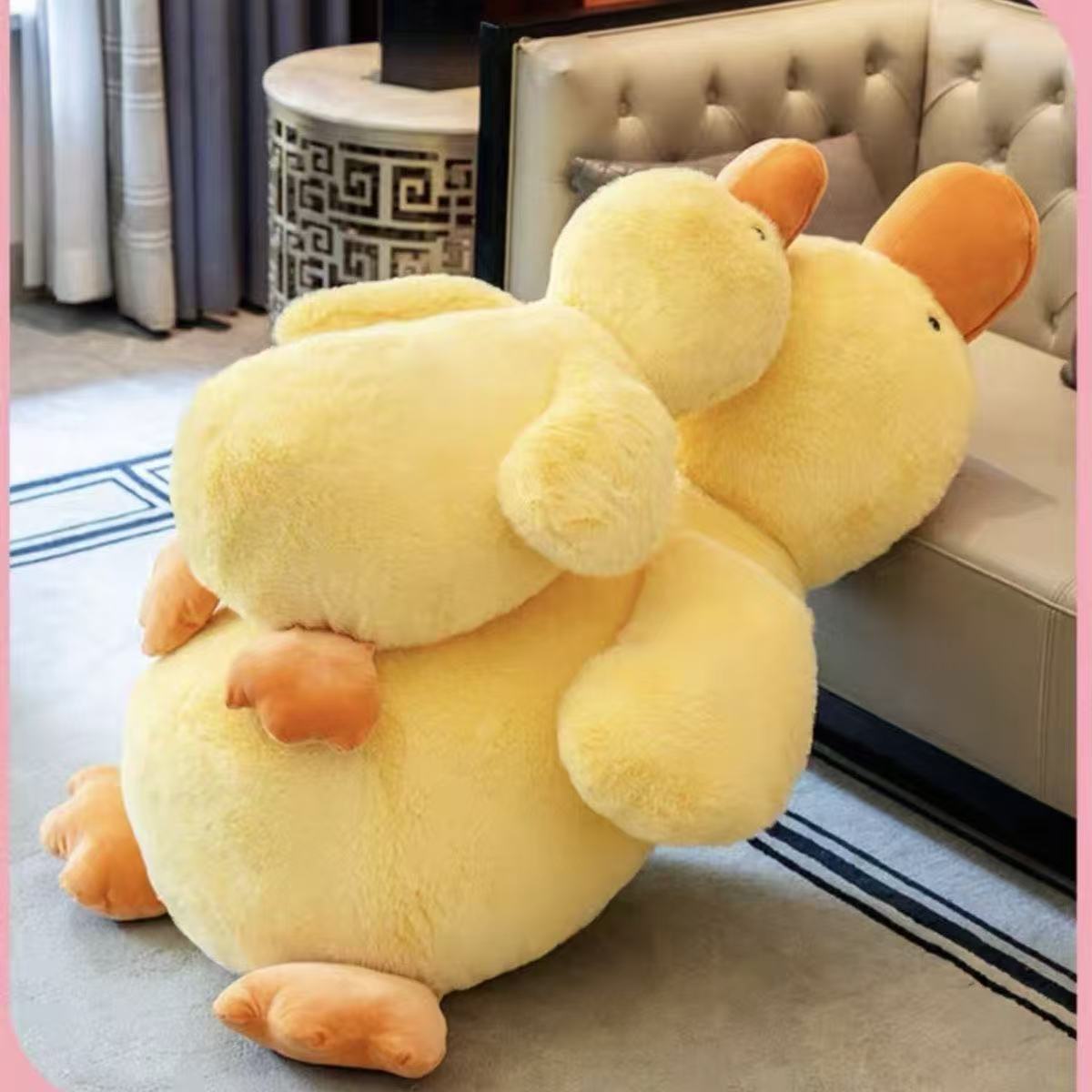 Cute Big Yellow Duck Doll Pillow Fried Duck Plush Toy Bed Sleeping Plush Toy for Girl Birthday Gift