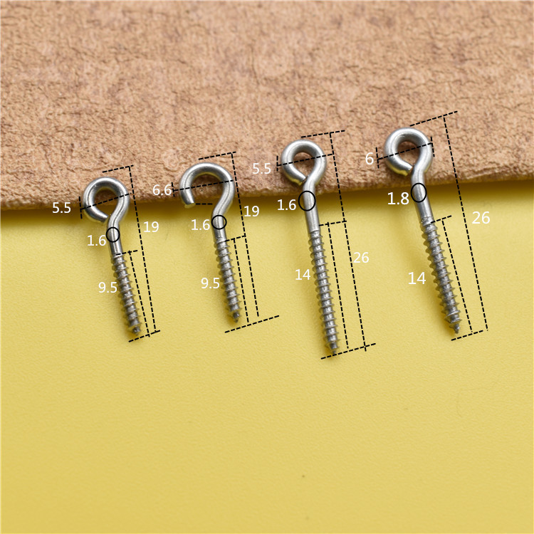 304 stainless steel self-tapping sheep's eye nail claw ring lengthened sheep's eye fishing rod hanging rice material with ring screw