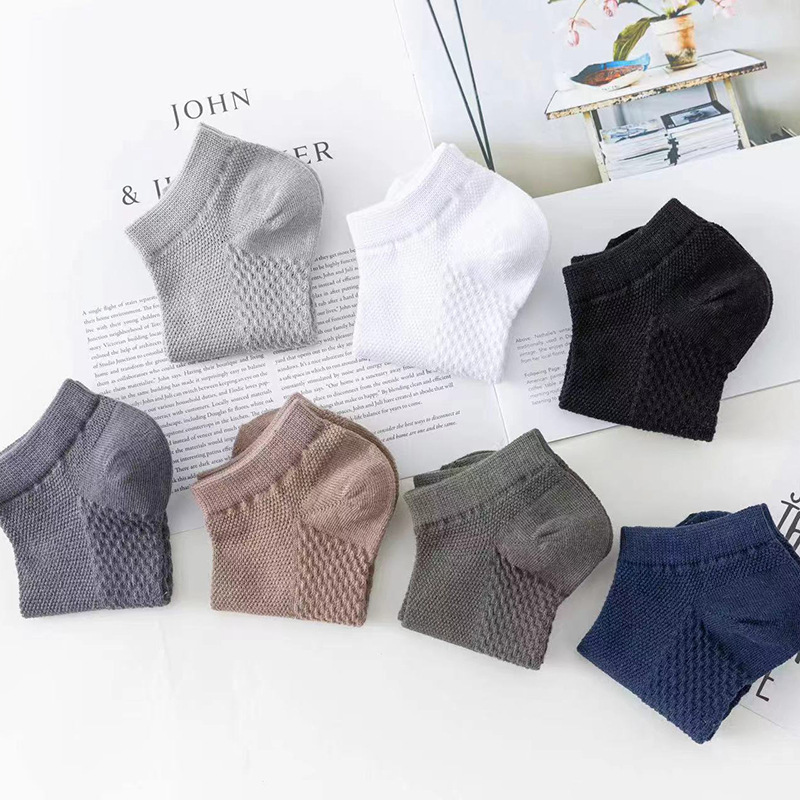 Socks Men's Short Socks Summer Mesh Deodorant Sweat Absorbing Summer Thin Massage Bottom Sports Breathable Sweat Wicking Boat Socks