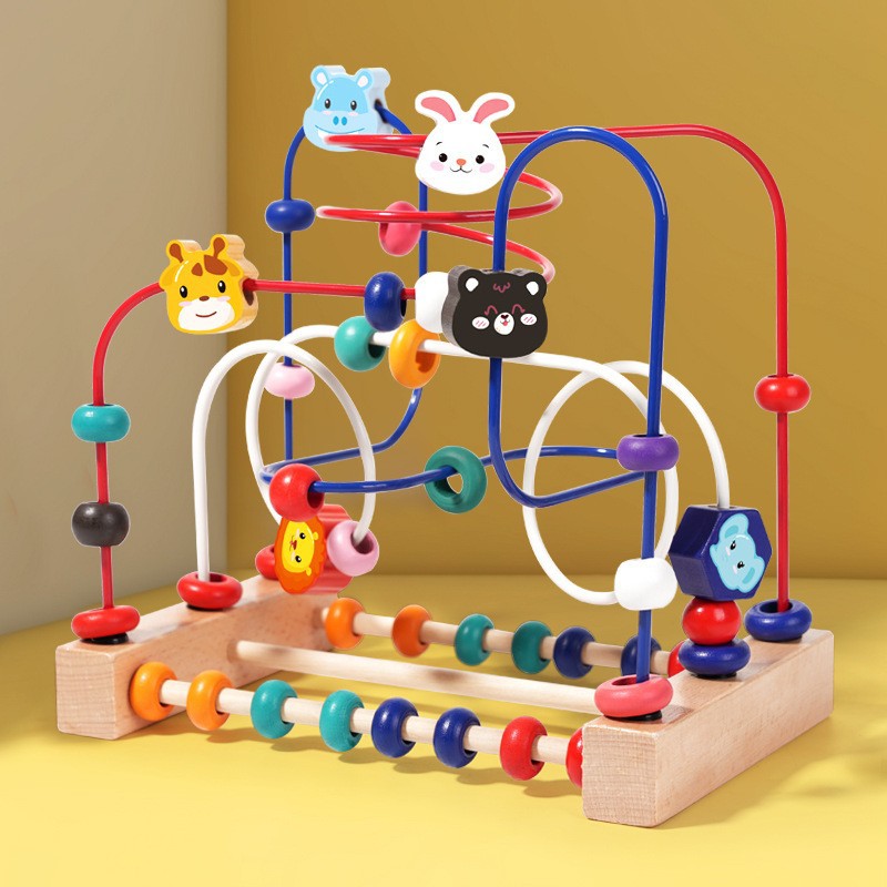 Children's Benefit Intelligence Toys Artificial Wooden Twisted Caterpillar Clock Piano Beads Rainbow Tower Gift suit Scattered