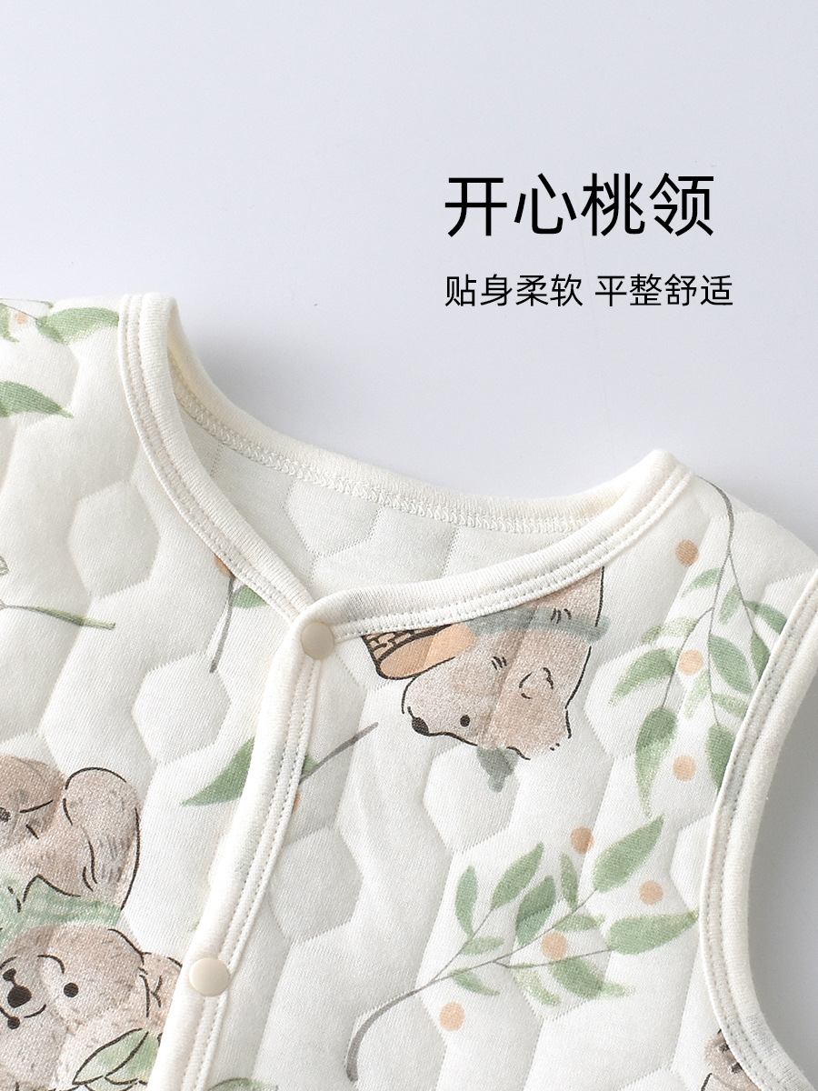 Baby Vest Spring, Autumn and Winter Wear Warm Newborn Vest Children's Vest Three-Layer Cotton Waistcoat for Boys and Girls