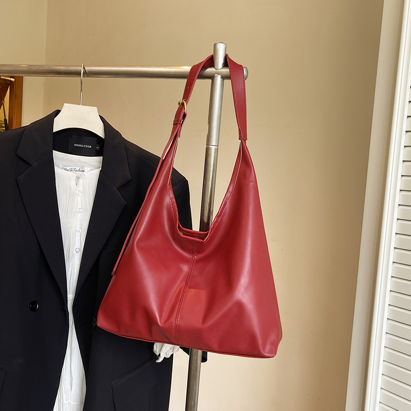 Bags for Women New Fashion Simple Shoulder Bag Large Capacity Pu Commuter Tote Bag High-End Retro Armpit Bag