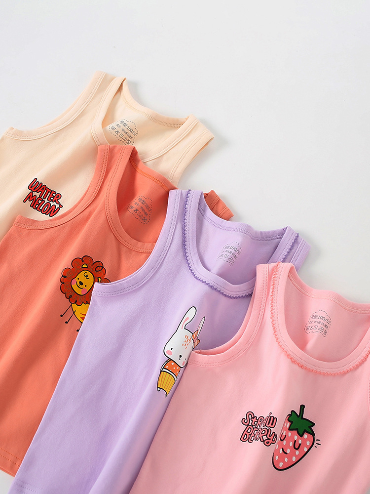 Girls' Vest Pure Cotton Camisole Women's Bottoming Inner Wear Sleeveless Top Baby's Outer Wear Children's Vest Boys' Top