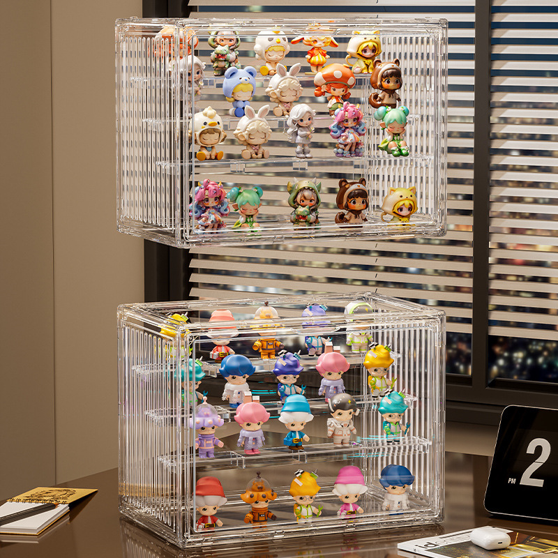 Blind Box Storage Display Stand Transparent Magnetic Dust-Proof Figure Storage Box Bubble Mart Doll Display Cabinet