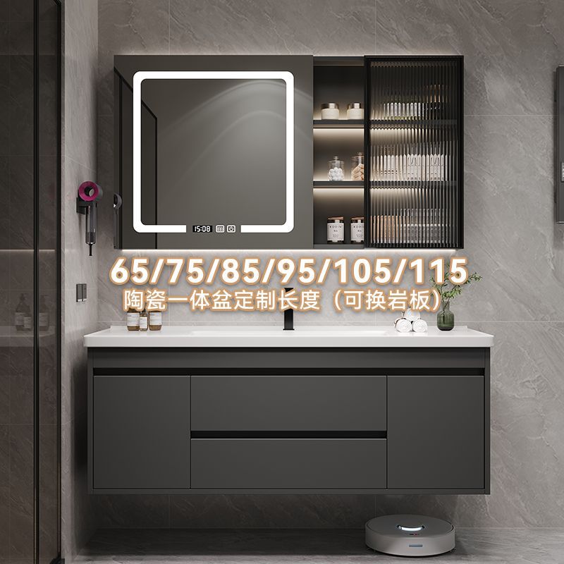 New cream bathroom cabinet ceramic integrated basin 65/75CM85/95cm 105/115cm washing table