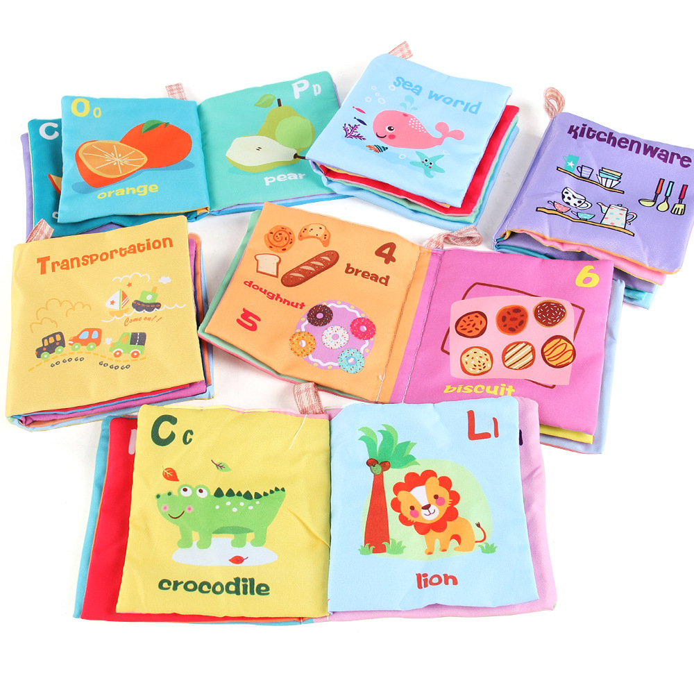 Cross-Border Baby Cloth Books for Cognitive Development, Children's Enlightenment Books with Crinkle Paper, Early Education Cloth Books for Infants, Wholesale