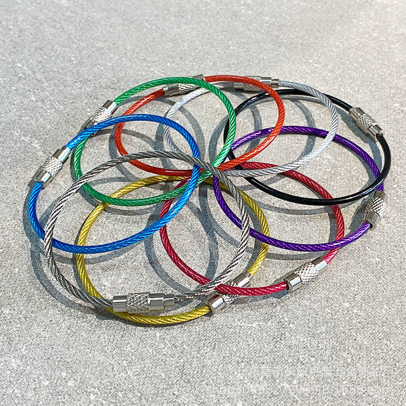 Colorful 304 Stainless Steel Tag Wire Ring Pendant Car Key Ring DIY Multi-Functional Accessories Wire Rope