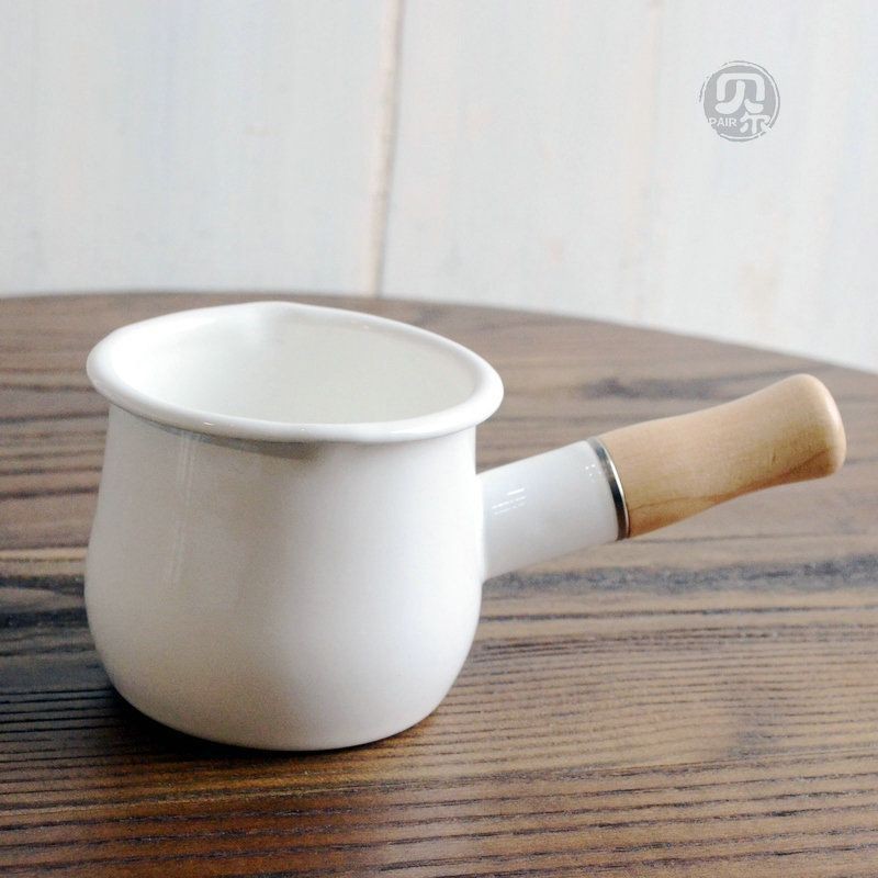 Japanese-Style Enamel Milk Pot Mini Enamel Milk Pot Suitable for Induction Cooker and Open Flame Baby Food Pot 500ml