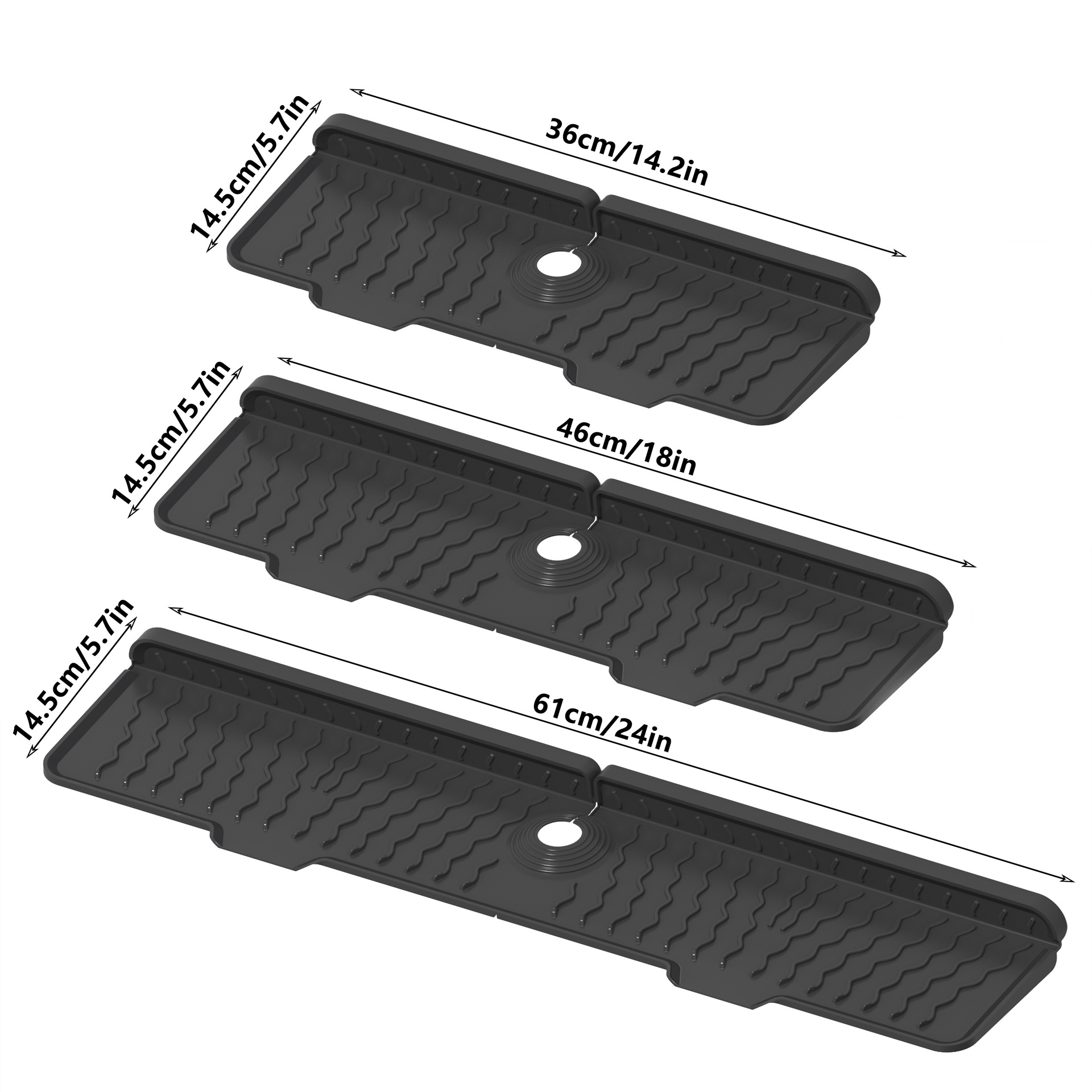 Cross-Border Hot-Selling Wave-Shaped Faucet Drain Mat for Sink, 5-Degree Slope Drainage, Anti-Slip, Anti-Splash, Kitchen and Bathroom Sink