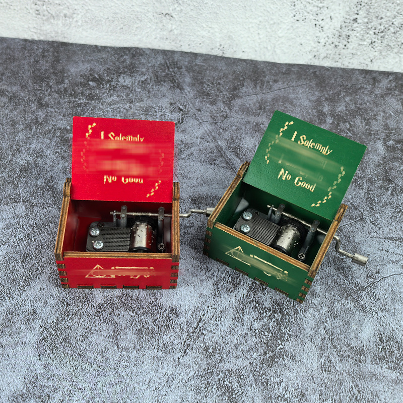 Source Factory Cross-border Supply Retro Carved Wooden Hand Music Box HP Magic Music Box