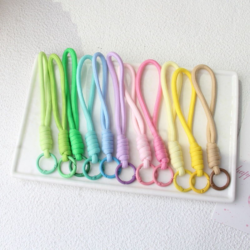 Solid Color Versatile Colorful Winding Creative Mobile Phone Toy Keychain Braided Rope Pendant Anti-Lost Lanyard Accessories