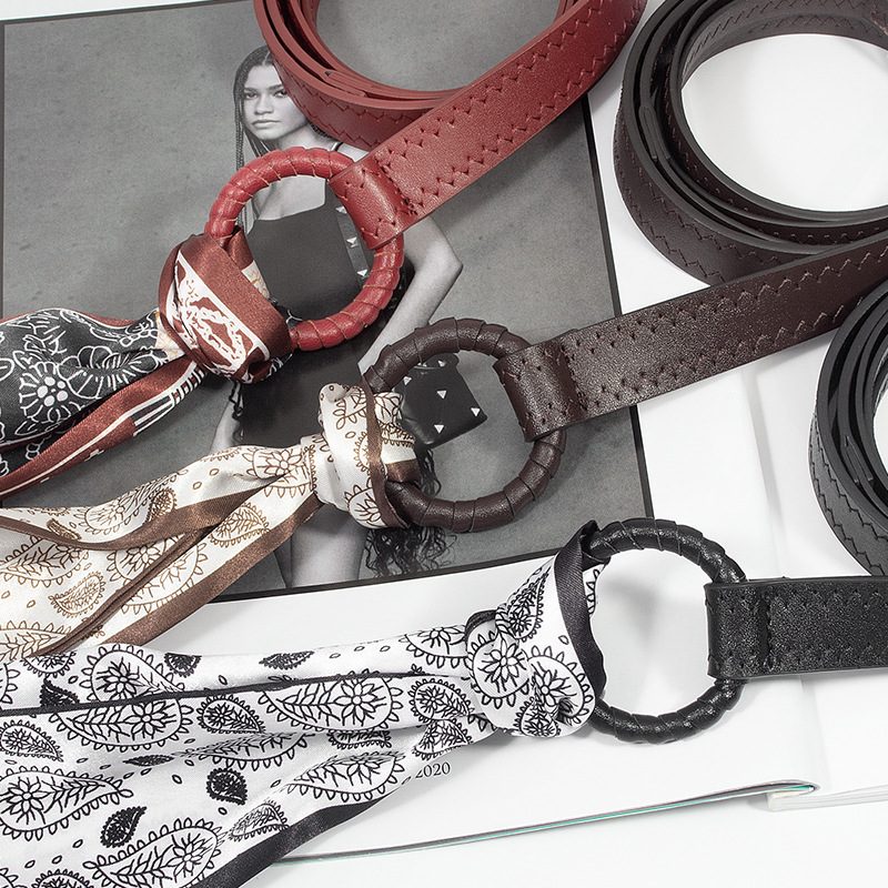 French Retro Red Silk Scarf Belt Women's Accessories Belt Hip-Hop Decoration with Jeans Skirt Belt Internet Celebrity Hot Style