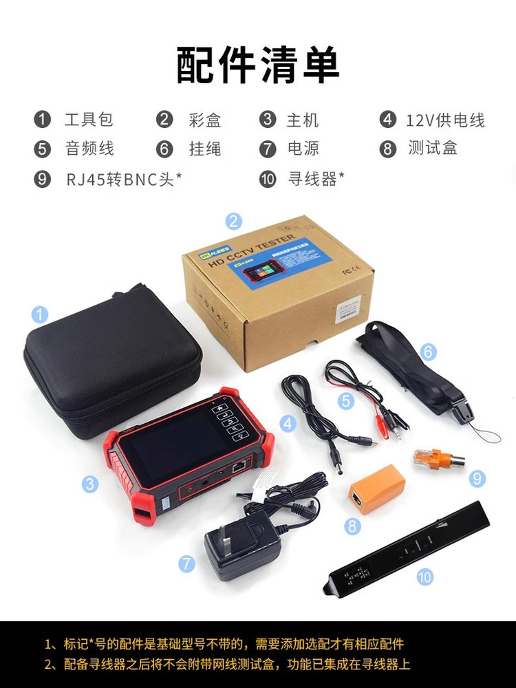 Network Camera Engineering Treasure Ipc1900/1910 Video Surveillance Tester 8K Test Network Cable Tdr with Poe