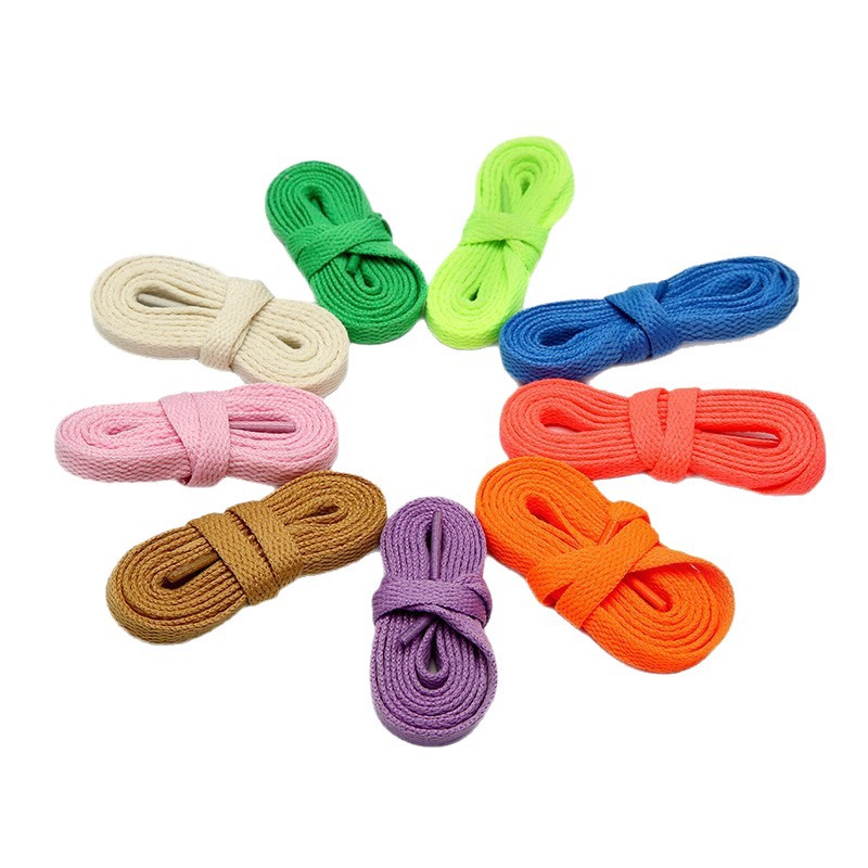 Flat 8mm Wide Canvas Casual Sports Sneakers Basketball Shoes White Shoes for Men and Women Korean Style Pure White Shoelace Rope Wholesale