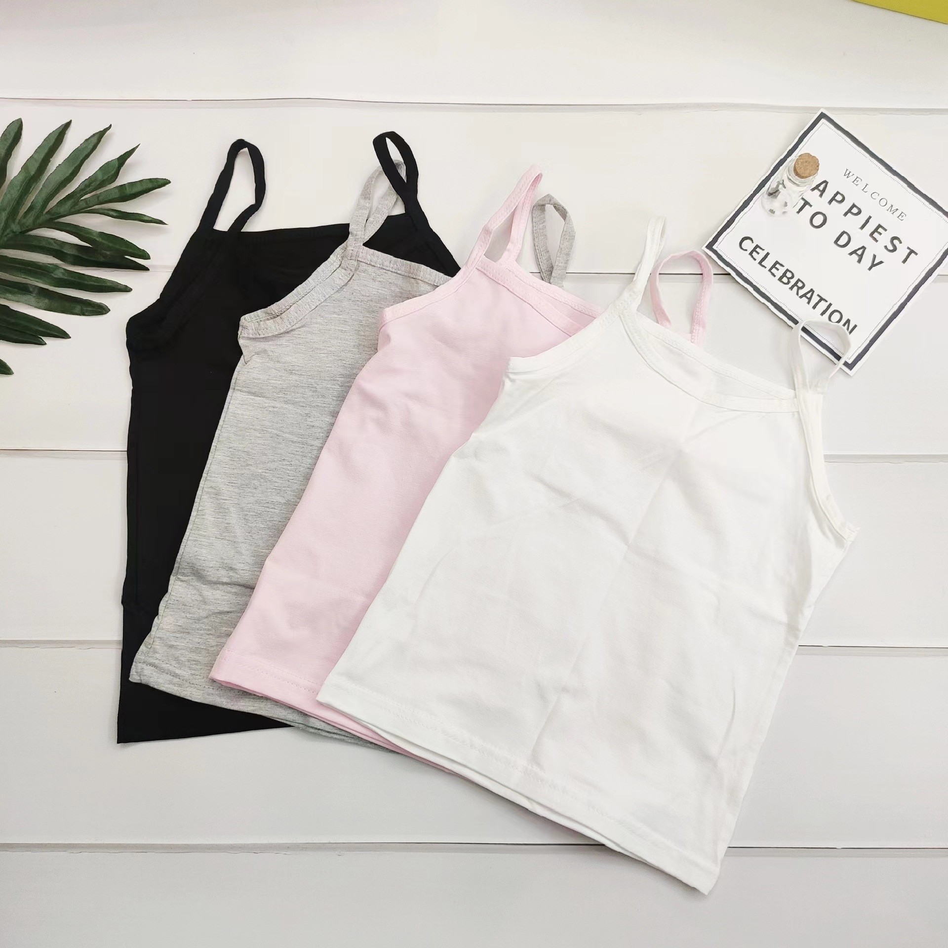 Summer Girls' Camisole Children's Solid Color Thread Baby's Top Baby Girl's Base Shirt Korean Children's Wear