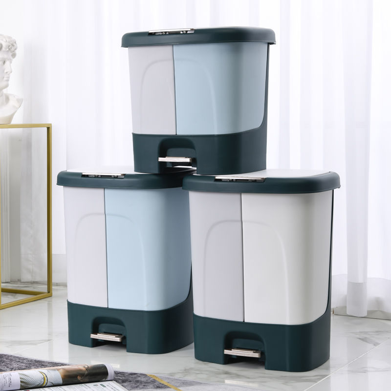 Household Indoor Sorting Trash Can with Pedal and Lid for Living Room, Bedroom, Kitchen, Double Bucket Creative Dry and Wet Separation Trash Can