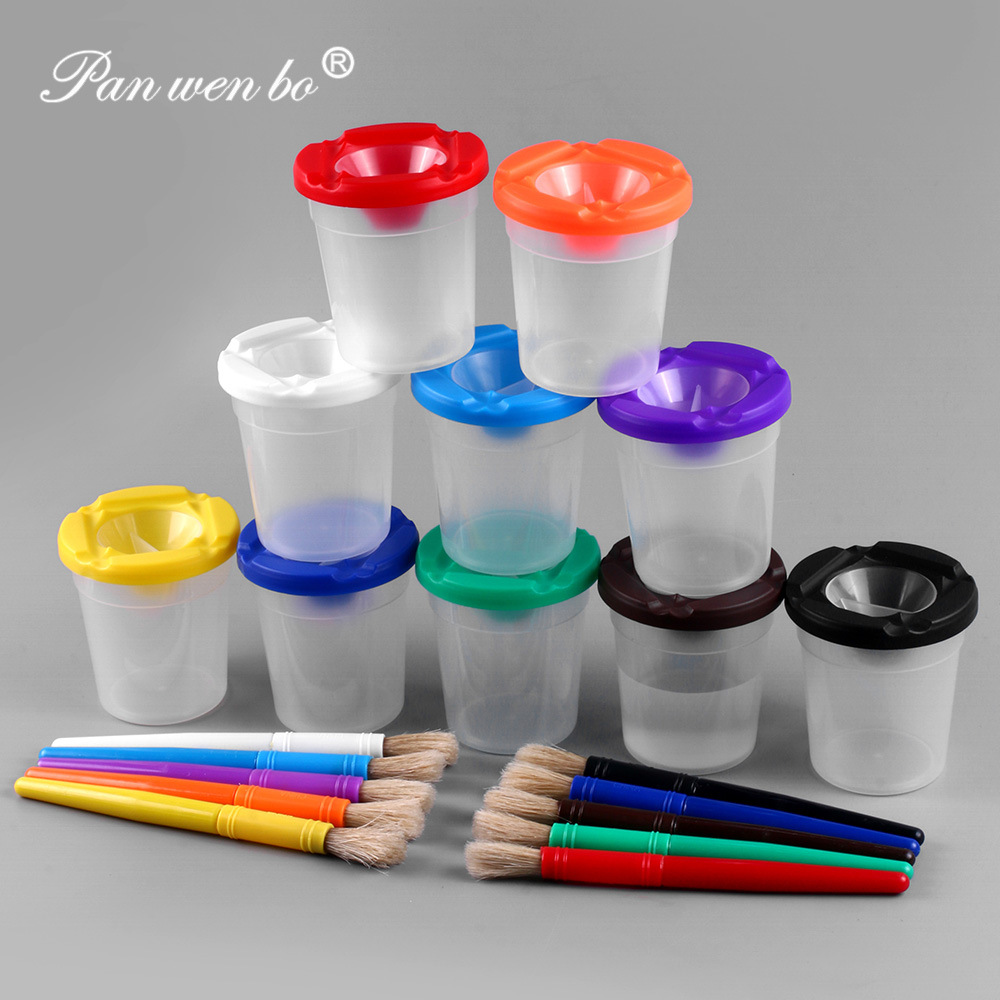 Children's Brush Holder Colorfulful Plastic Brush Holder DIY Art Student Graffiti Brush Cup Multi-Functional Anti-Spill