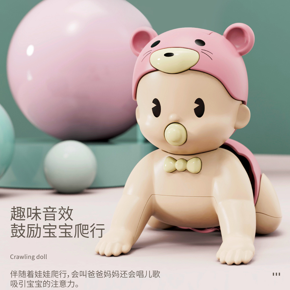 Baby Crawling Doll Toy Can Sing, Walk and Twist Buttocks, Electric Crawling Baby Educational Learning to Crawl Toy