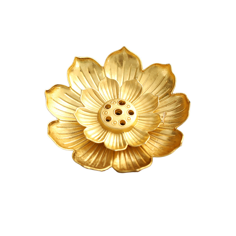 Lotus-Shaped Multi-Hole Incense Holder, Antique-Style Incense Tray, Zen-Style Buddhist Incense Burner, Home Indoor Incense Burning Leaf, Fisherman's Bamboo Raft