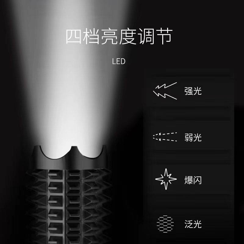 Strong light wolf tooth stick baseball bat fire security emergency multifunctional waterproof rechargeable strong light flashlight wholesale