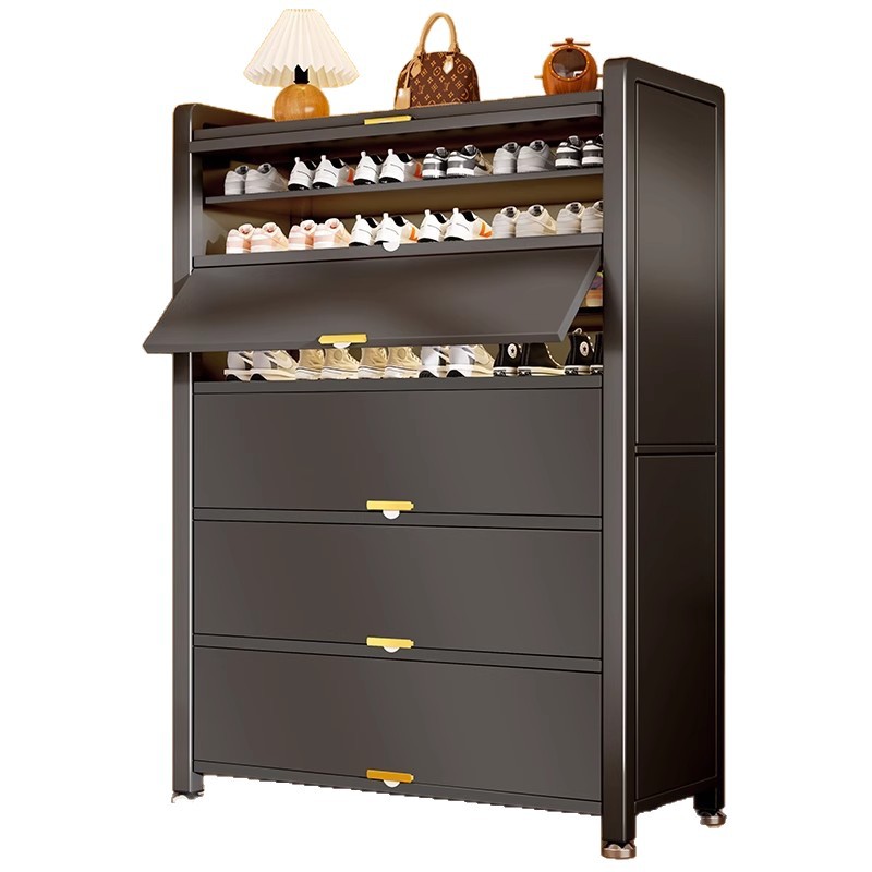 Household Steel Shoe Cabinet Multi-Layer Large-Capacity Storage Cabinet Floor-Standing Entrance Door Entrance Cabinet Indoor Shoe Rack Storage Cabinet