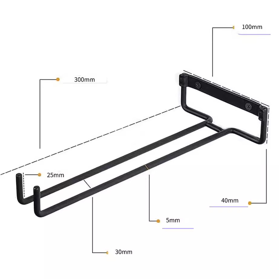 Cross-Border Wine Glass Rack Upside down Hanging Goblet Rack Single Row Wine Glass Rack 30cm Hanging Cup Rack Red Wine Glass Rack