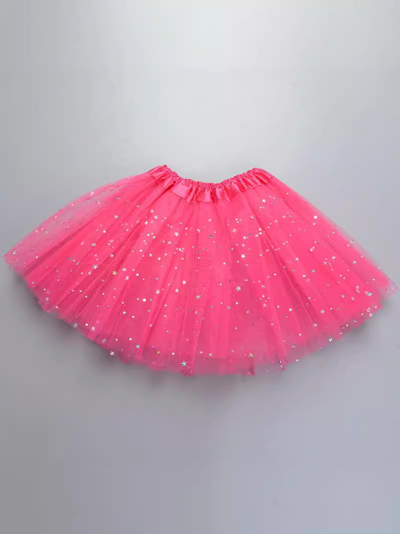 Children's tutu skirt princess sequins three-layer 6-piece mesh skirt tutu gauze skirt tutu children