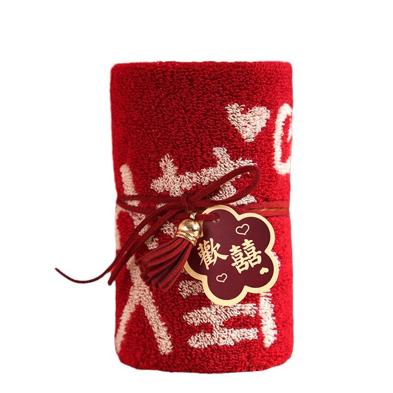 Pure cotton hand gift towel red wedding wedding candy supplies labor day gift red towel wedding wholesale
