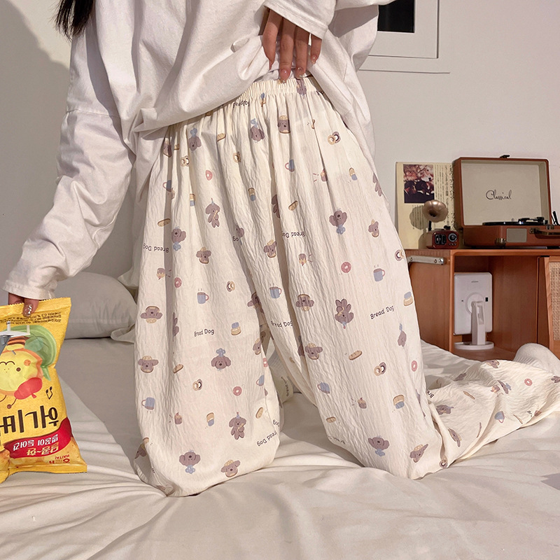 Cartoon Kt Cat Pajama Pants for Women, Summer Thin Style, Loose and Cool Casual Pants, Stylish Home Leisure Long Pants