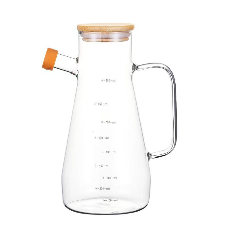 Glass Oil Pot with Scale for Household Use, Non-Stick Glass Oil Pot, High Borosilicate Oil Pot with Handle, Glass Soy Sauce, Vinegar and Oil Bottle