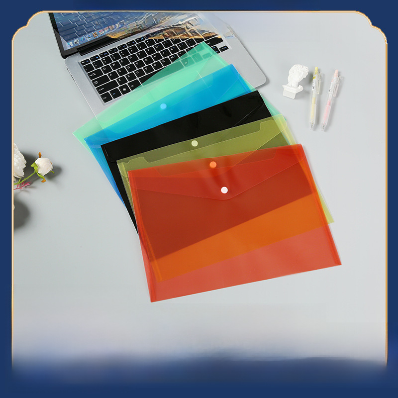 Ready-Made Snap File Bag A4 Transparent Student Test Paper Document Bag Pp Tutoring Storage File Bag Custom Logo